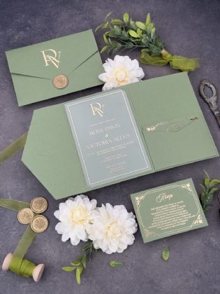 Zarf Üzeri Modern Monogram Baskılı Pleksi Davetiye